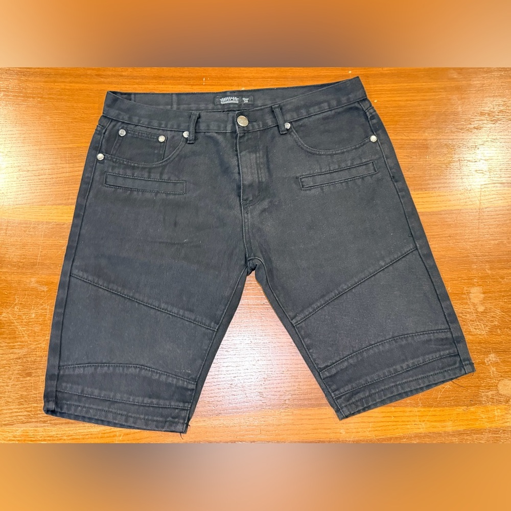 California Republic Stylish Black Jean Shorts for Men Size 38, 12” inseam